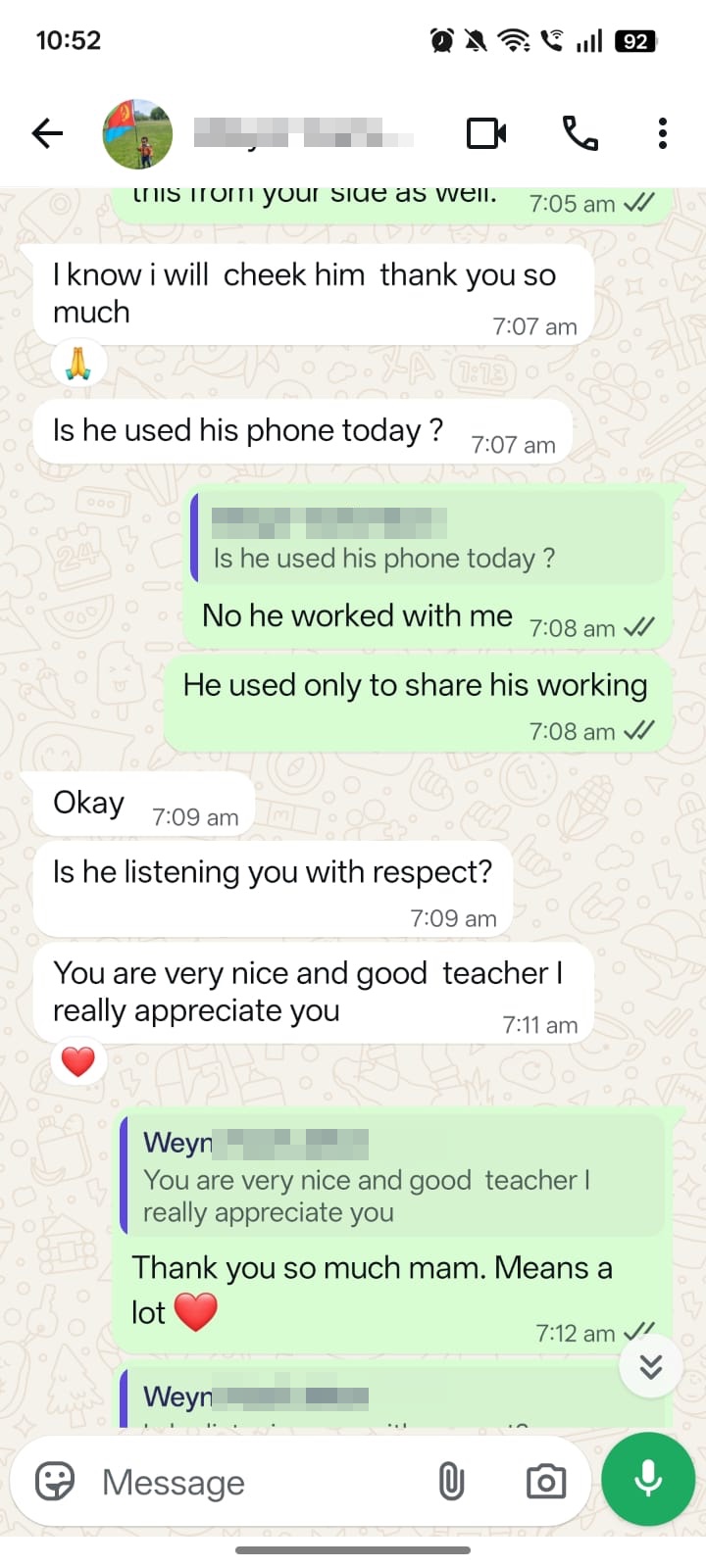 Privacy-safe appreciation feedback screenshot