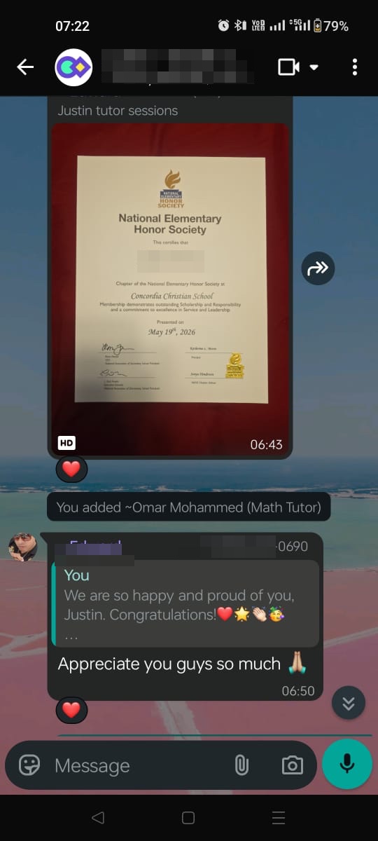 Privacy-safe honor society milestone screenshot
